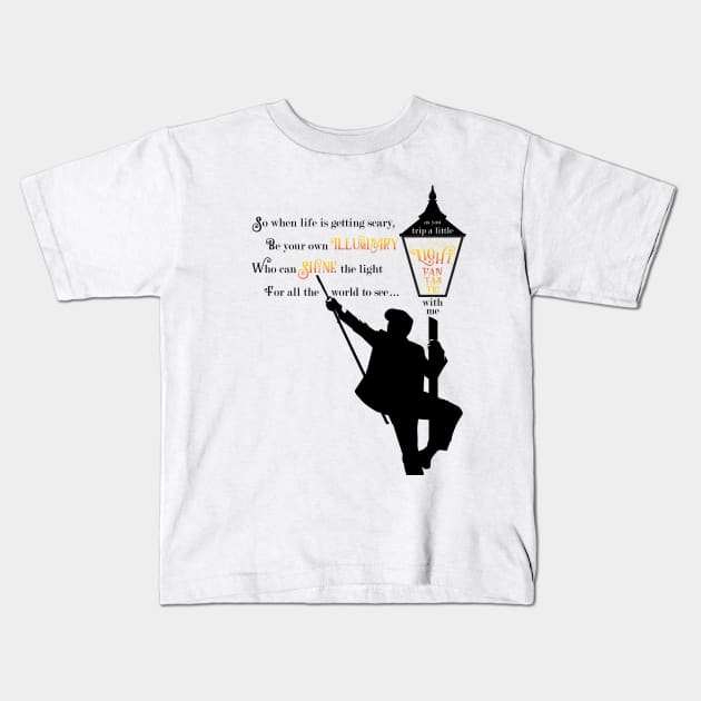 Leery inspired, Trip A Light Fantastic, musical lover design Kids T-Shirt by KellyDesignCompany